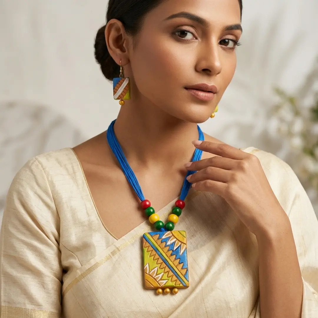 Yellow Terracotta Jewelry Set