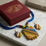 Hand-Painted Surya-Mandala Terracotta Jewelry Set