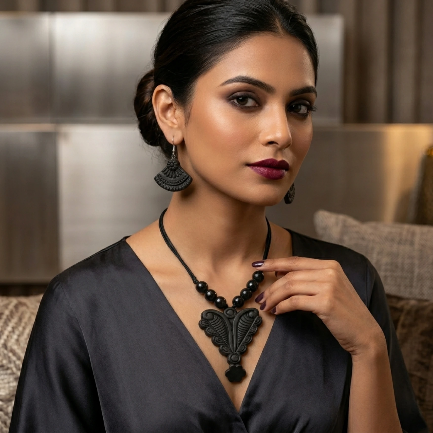 Nazar Raksha Terracotta Pendant Set