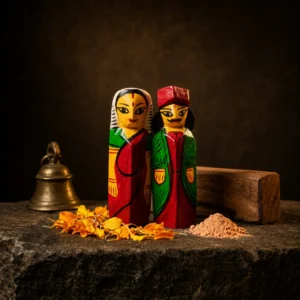 Hand-Painted Wooden Dynasty Pair