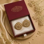 Astvante Luminous Kundan Heritage Studs — Gold-Plated… - Gold-Plated Base Metal, Clear Kundan Stones, Seed Pearls (view 3)