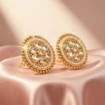 Astvante Luminous Kundan Heritage Studs — Gold-Plated… - Gold-Plated Base Metal, Clear Kundan Stones, Seed Pearls (view 4)