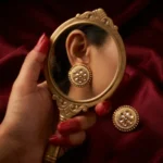 Astvante Luminous Kundan Heritage Studs — Gold-Plated… - Gold-Plated Base Metal, Clear Kundan Stones, Seed Pearls (view 5)