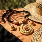 Kalkzora Teardrop Bamboo Heritage Set — Real Bamboo Co… - Real Bamboo, Carved Floral Wood Beads, Cotton Cord (view 4)