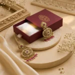 Tarkyna Crimson Filigree Heritage Earrings — Gold-Plat… - Gold-Plated Base Metal, Kundan Stones, Seed Pearls (view 3)