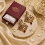 Nilvante Crimson Filigree Heritage Earrings — Gold-Pla… - Gold-Plated Base Metal, Kundan Stones, Seed Pearls (view 5)