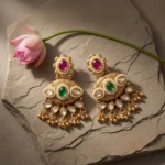 Marvyra Kundan Heritage Drop Earrings — Gold-Plated B… - Gold-Plated Base Metal, Kundan Stones, Seed Pearls (view 2)