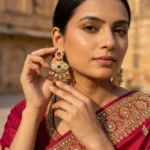 Marvyra Kundan Heritage Drop Earrings — Gold-Plated B… - Gold-Plated Base Metal, Kundan Stones, Seed Pearls (view 3)