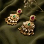 Marvyra Kundan Heritage Drop Earrings — Gold-Plated B… - Gold-Plated Base Metal, Kundan Stones, Seed Pearls (view 4)