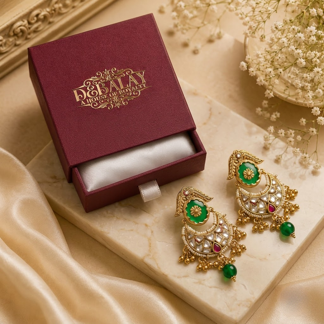 Torviri Kundan Heritage Chaandbali — Gold-Plated Base… - Gold-Plated Base Metal, Kundan Stones, Seed Pearls (view 5)