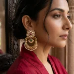 Nakshviri Floral Heritage Chaandbali — Gold-Plated Bas… - Gold-Plated Base Metal, Kundan Stones, Seed Pearls (view 3)