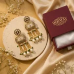 Jhalvyn Ivory Kundan Heritage Drops — Gold-Plated Base… - Gold-Plated Base Metal, Kundan Stones, Pearl, Enamel