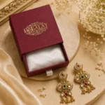 Orbyx Emerald & Crimson Heritage Drops — Gold-Plated B… - Gold-Plated Base Metal, Kundan Stones, Seed Pearls (view 3)