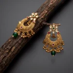 Vallryx Engraved Heritage Chaandbali — Gold-Plated Bas… - Gold-Plated Base Metal, Kundan Stones, Engraved Metal (view 3)