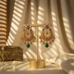 Vallryx Engraved Heritage Chaandbali — Gold-Plated Bas… - Gold-Plated Base Metal, Kundan Stones, Engraved Metal (view 4)