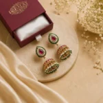 Ghurvyn Crimson Heritage Jhumka — Gold-Plated Base Met… - Gold-Plated Base Metal, Kundan Stones, Seed Pearls (view 4)