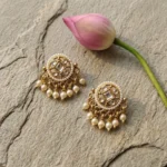 Syamviri Kundan Heritage Pearl Studs — Gold-Plated Bas… - Gold-Plated Base Metal, Kundan Stones, Seed Pearls (view 3)
