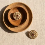 Pushzora Crimson Kundan Heritage Studs — Gold-Plated… - Gold-Plated Base Metal, Kundan Stones, Seed Pearls (view 3)