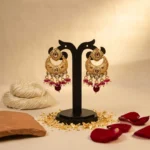 Candrima Crescent Kundan Heritage Earrings — Pure Base… - Pure Base Metal, Embedded with Kundan work and enamel (view 3)