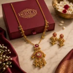 Cerise Cupola Antique Gold Heritage Set — Pure Copper… - Pure Copper (Antique Gold Finish), Cerise-Toned Stones, Seed Pearls (view 6)