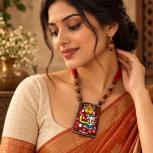 Dharvante Devi Bamboo Heritage Artifact — REAL bamboo… - REAL bamboo, Boho Botanical Necklace, Carved Wood Beads, Cotton Cord