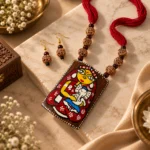 Dharvante Devi Bamboo Heritage Artifact — REAL bamboo… - REAL bamboo, Boho Botanical Necklace, Carved Wood Beads, Cotton Cord (view 3)