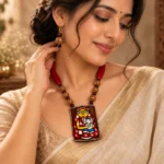 Dharvante Devi Bamboo Heritage Artifact — REAL bamboo… - REAL bamboo, Boho Botanical Necklace, Carved Wood Beads, Cotton Cord (view 4)