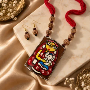 Dharvante Devi Bamboo Heritage Artifact — REAL bamboo… - REAL bamboo, Boho Botanical Necklace, Carved Wood Beads, Cotton Cord (view 2)