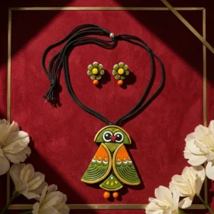 Harzelis Verdant Owl Terracotta Heritage Artifact — RE… - REAL Terracotta, Boho Earthenware, Hand-Painted Pigments, Cotton Cord