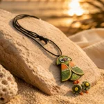 Harzelis Verdant Owl Terracotta Heritage Artifact — RE… - REAL Terracotta, Boho Earthenware, Hand-Painted Pigments, Cotton Cord (view 4)