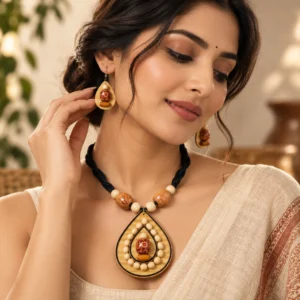 Kalkzora Teardrop Bamboo Heritage Set — Real Bamboo Co… - Real Bamboo, Carved Floral Wood Beads, Cotton Cord