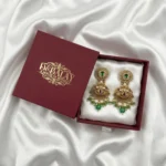 Marvante Emerald & Crimson Heritage Drops — Gold-Plate… - Gold-Plated Base Metal, Kundan Stones, Seed Pearls (view 3)