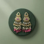 Meenyra Kundan Heritage Drop Earrings — pure Base Meta… - pure Base Metal, Embedded with Kundan work and gold-finished earrings (view 3)