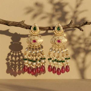 Meenyra Kundan Heritage Drop Earrings — pure Base Meta… - pure Base Metal, Embedded with Kundan work and gold-finished earrings