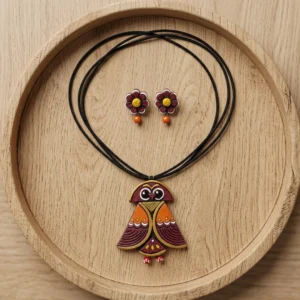 Mritvante Terracotta Owl Heritage Artifact — REAL Terr… - REAL Terracotta, Boho Earthenware, Hand-Painted Pigments, Cotton Cord (view 2)