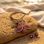 Mritviri Crimson Owl Terracotta Artifact — REAL Terrac… - REAL Terracotta, Boho Earthenware, Hand-Painted Pigments, Cotton Cord (view 4)
