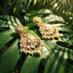 Velkora Pearl & Kundan Heritage Earrings — Pure Base… - Pure Base Metal, Embedded with Kundan work and gold-finished earrings