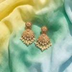 Velkora Pearl & Kundan Heritage Earrings — Pure Base… - Pure Base Metal, Embedded with Kundan work and gold-finished earrings (view 3)