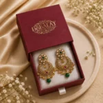 Vallryx Engraved Heritage Chaandbali — Gold-Plated Bas… - Gold-Plated Base Metal, Kundan Stones, Engraved Metal (view 5)