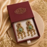 Mukvysa Emerald Square Kundan Drops — Gold-Plated Base… - Gold-Plated Base Metal, Kundan Stones, Seed Pearls (view 5)