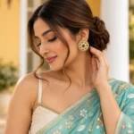 Pushvixa Emerald Kundan Heritage Studs — Gold-Plated B… - Gold-Plated Base Metal, Kundan Stones, Seed Pearls (view 6)