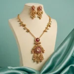 Cerise Cupola Antique Gold Heritage Set — Pure Copper… - Pure Copper (Antique Gold Finish), Cerise-Toned Stones, Seed Pearls (view 2)